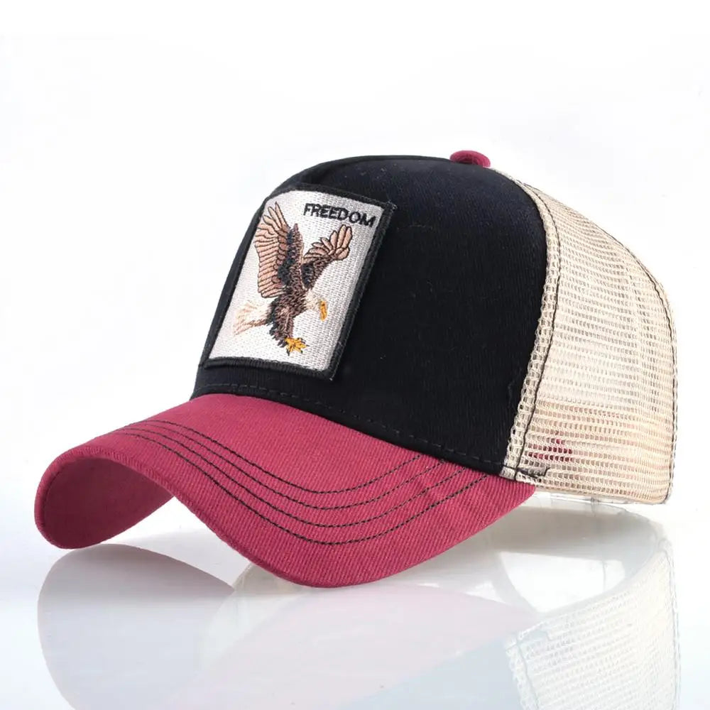 Fashion Animals Embroidery Baseball Caps Men Women Snapback Hip Hop Hat Summer Breathable Mesh Sun Gorras Unisex Streetwear Bone