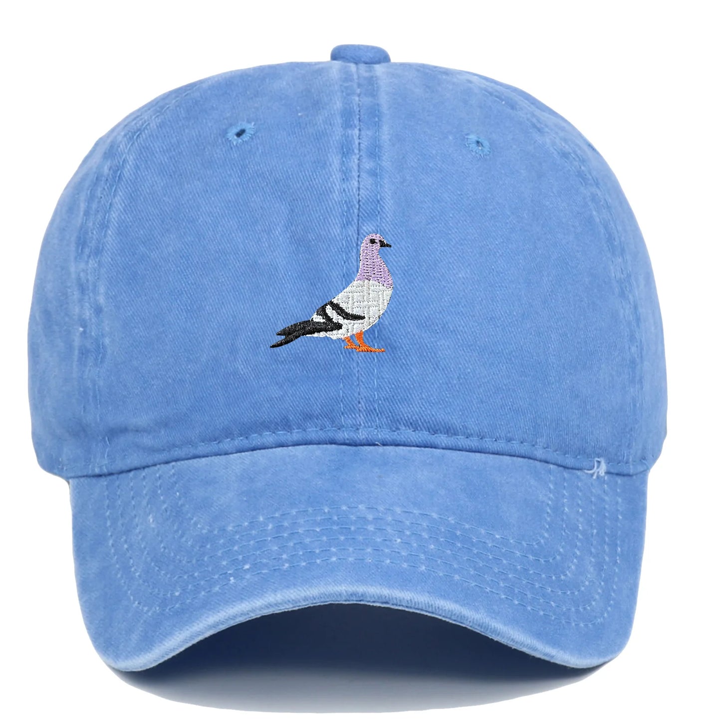 2024 Spring New Pigeon Embroidered Water Washed Sunscreen Sun Hat for Men and Women Outdoor Sports Fishing Sunshade Baseball Hat