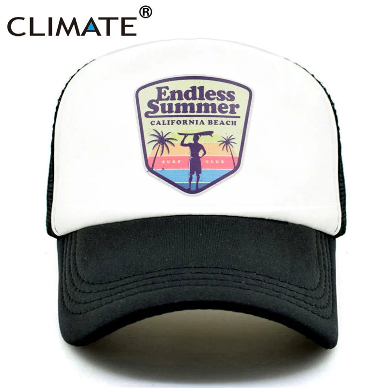 CLIMATE Cool Summer Surfing Trucker Cap Hat Beach Seaside Surfer Caps Sandbeach Holiday Mesh Cap HipHop Hat for Men Women Youth