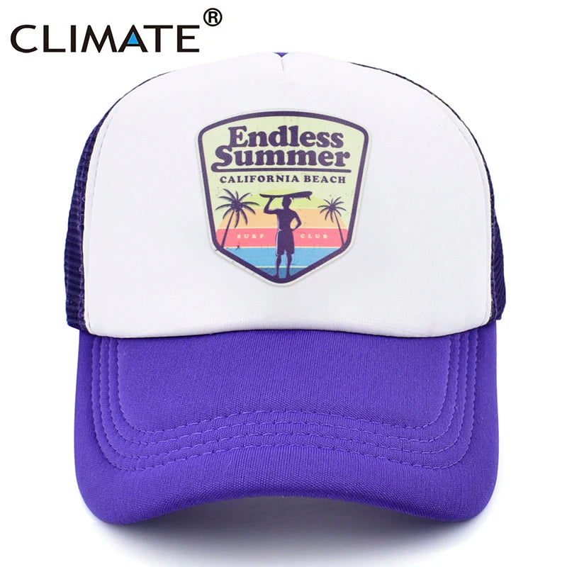 CLIMATE Cool Summer Surfing Trucker Cap Hat Beach Seaside Surfer Caps Sandbeach Holiday Mesh Cap HipHop Hat for Men Women Youth