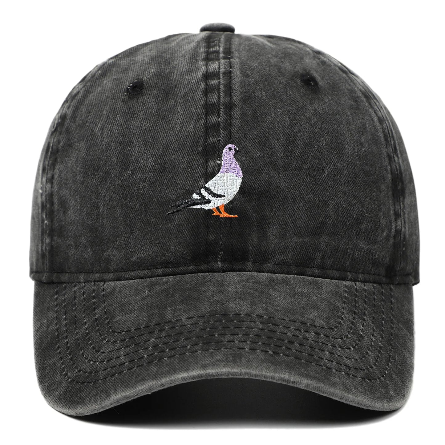 2024 Spring New Pigeon Embroidered Water Washed Sunscreen Sun Hat for Men and Women Outdoor Sports Fishing Sunshade Baseball Hat