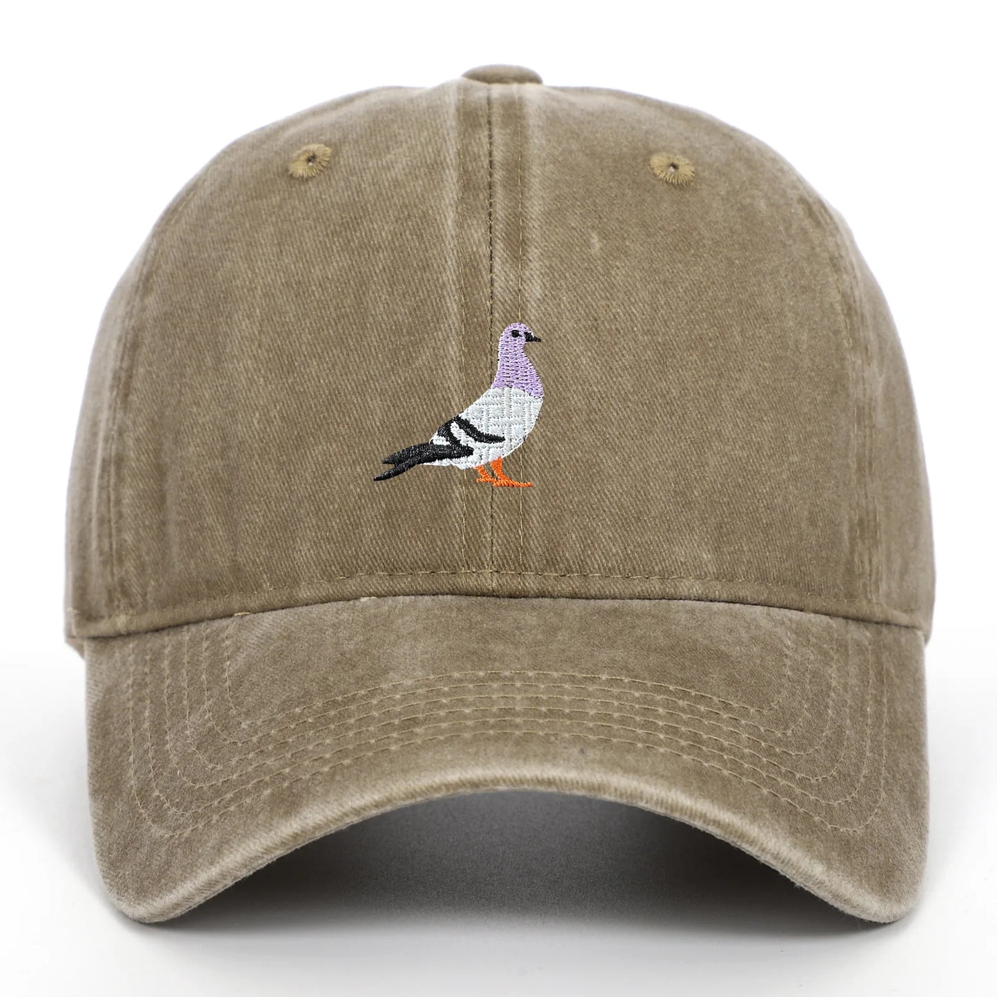 2024 Spring New Pigeon Embroidered Water Washed Sunscreen Sun Hat for Men and Women Outdoor Sports Fishing Sunshade Baseball Hat