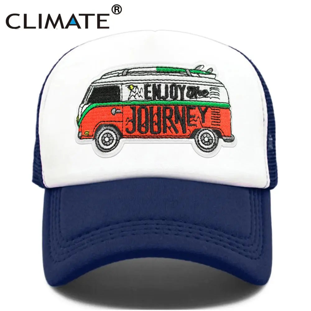 CLIMATE Road Trip Cap Drive Tour Trucker Cap Car Journey Vacation Mesh Cap Hip Hop Summer Hat Caps for Men Family Journey