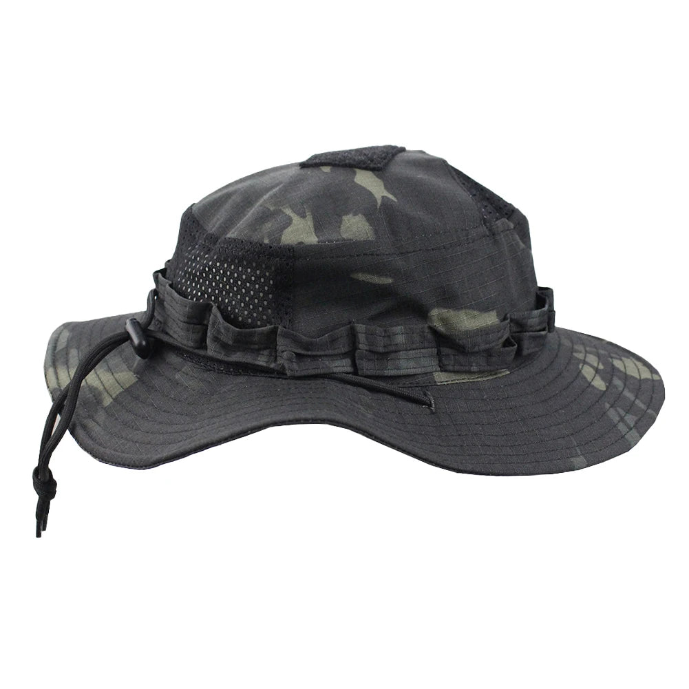 Camouflage Enthusiasts Square Pocket Camo Bonnie Cap US Bucket Benny Hats Multicam Fishing Outdoor Hiking Tactical Sun Caps