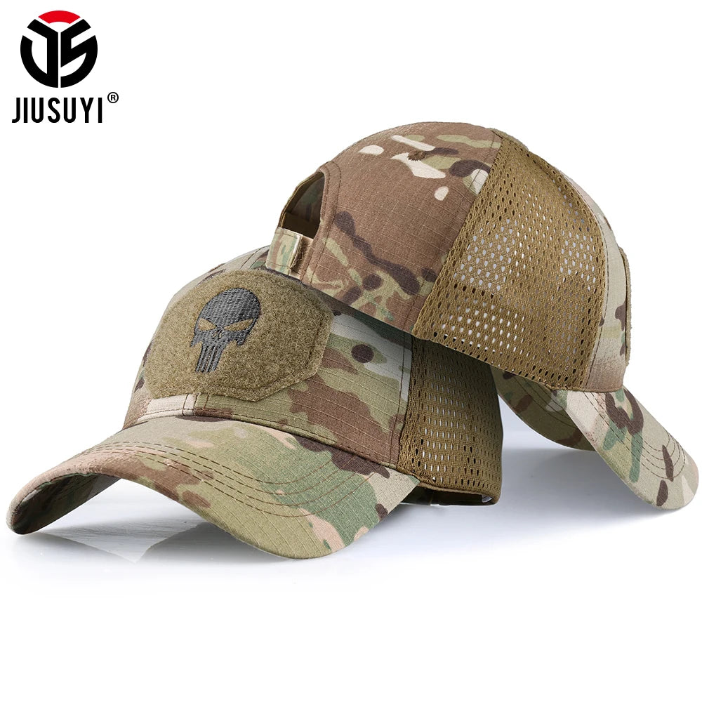 Baseball Caps Camouflage Trucker Hat Outdoor Sports Hiking Camping Hunting Combat Paintball Adjustable Mesh Snapback Sun Hats