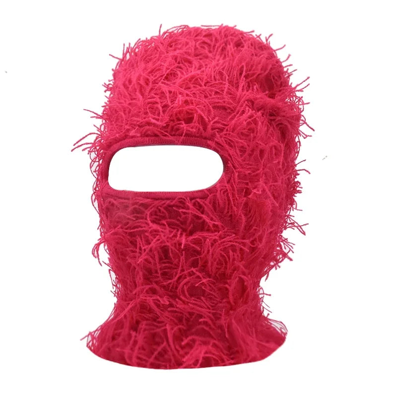 2024 New Hip Hop Balaclava Distressed Knitted Caps Full Face Ski Mask Women Outdoor Camouflage Fuzzy Ski Balaclava Beanies Hat