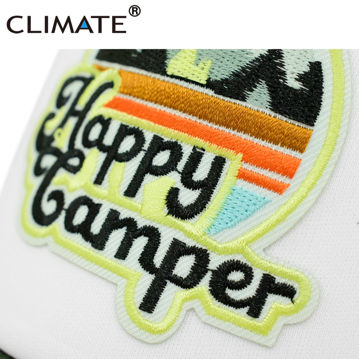 CLIMATE Happy Camp Cap Summer Camp Camping Trucker Cap Cool Camper Hiking Outdoor Sport Hat Cap Cool Mesh Cap Men Women Kid