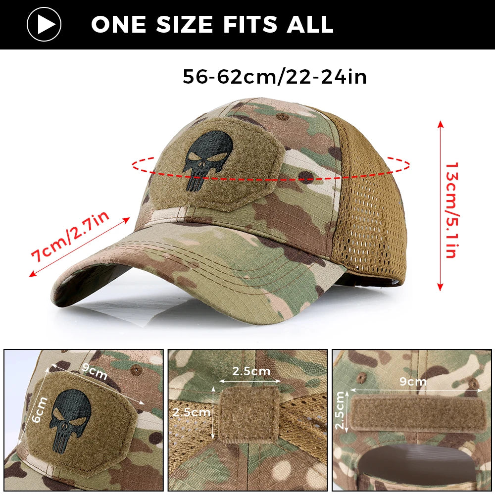 Baseball Caps Camouflage Trucker Hat Outdoor Sports Hiking Camping Hunting Combat Paintball Adjustable Mesh Snapback Sun Hats