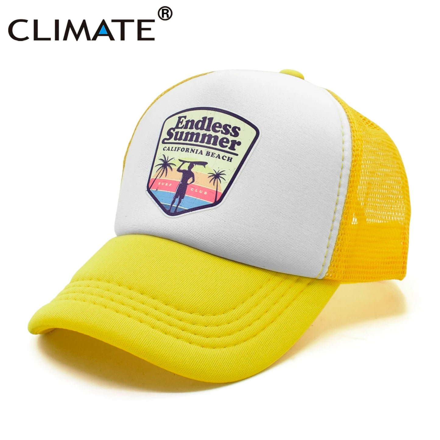 CLIMATE Cool Summer Surfing Trucker Cap Hat Beach Seaside Surfer Caps Sandbeach Holiday Mesh Cap HipHop Hat for Men Women Youth