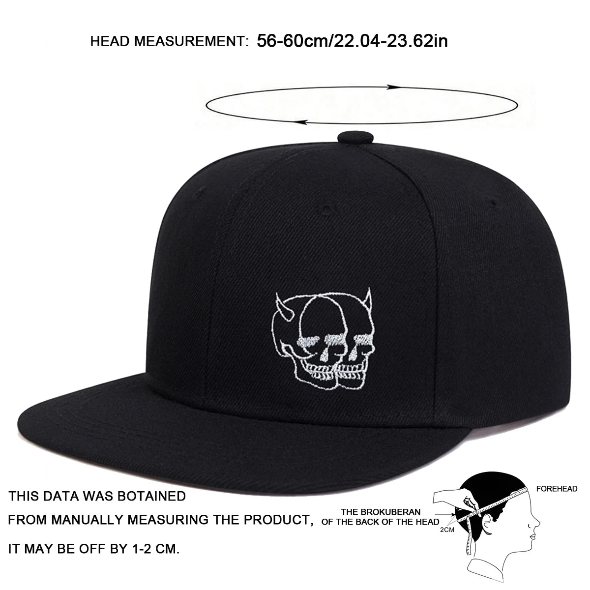 Unisex Ghost Head Skull Printed Hip-hop Hats Spring Autumn Outdoor Adjustable Casual Baseball Caps Sunscreen Hat