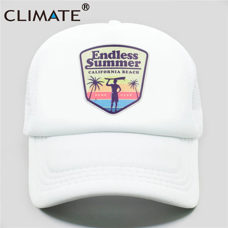 CLIMATE Cool Summer Surfing Trucker Cap Hat Beach Seaside Surfer Caps Sandbeach Holiday Mesh Cap HipHop Hat for Men Women Youth