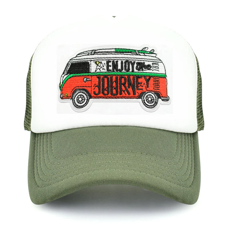 CLIMATE Road Trip Cap Drive Tour Trucker Cap Car Journey Vacation Mesh Cap Hip Hop Summer Hat Caps for Men Family Journey