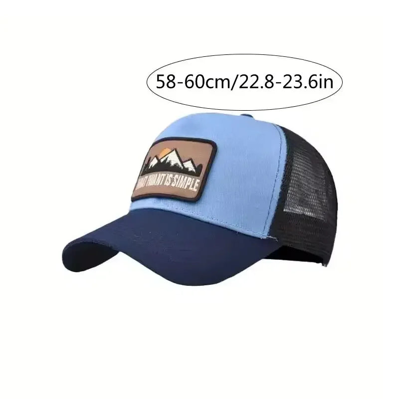 Letter Mesh Breathable Hat Women Men Embroidery Blocking Baseball Cap Sunshade Outdoor Sports Cycling Travel Sun Hat Dad Hat